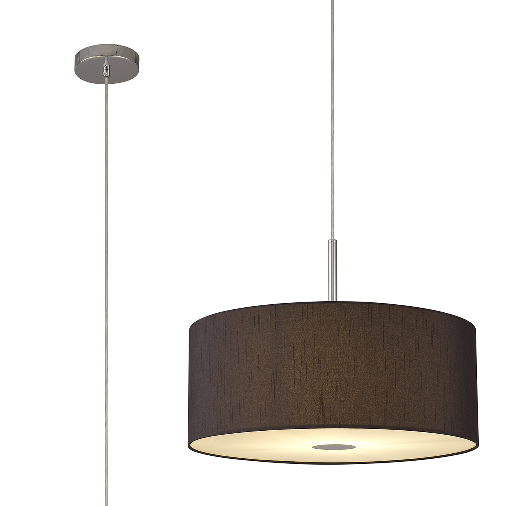 Baymont 50cm Pendant 1 Light Polished Chrome, Black, Frosted Diffuser